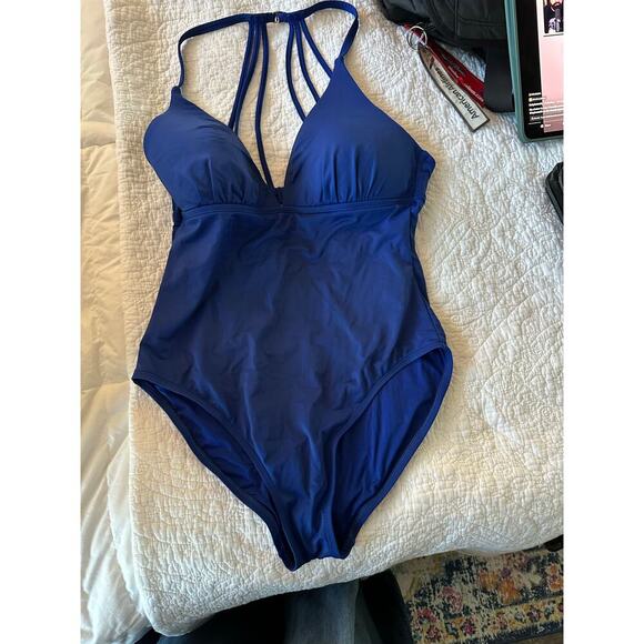 La Blanca Women's Blue Low Cut Padded Halter One Piece Swimsuit Size - Picture 7 of 15